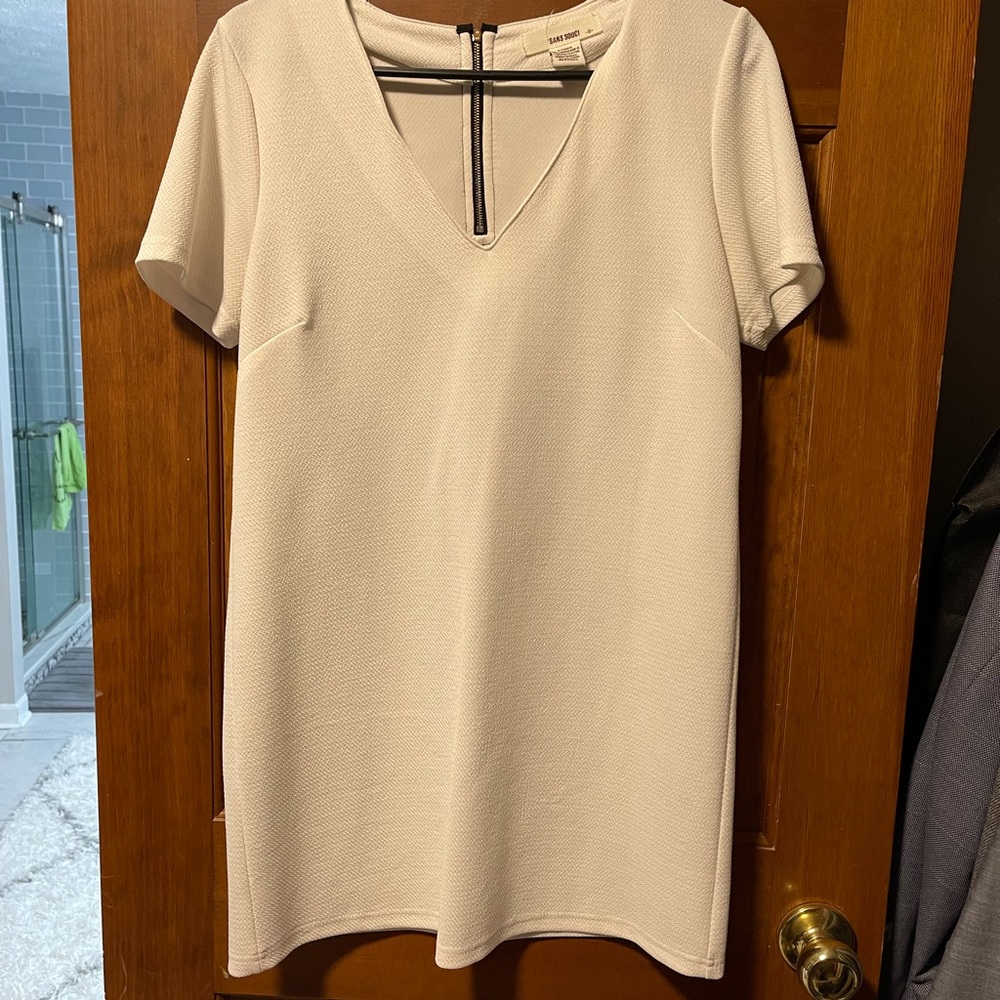White V neck dress.